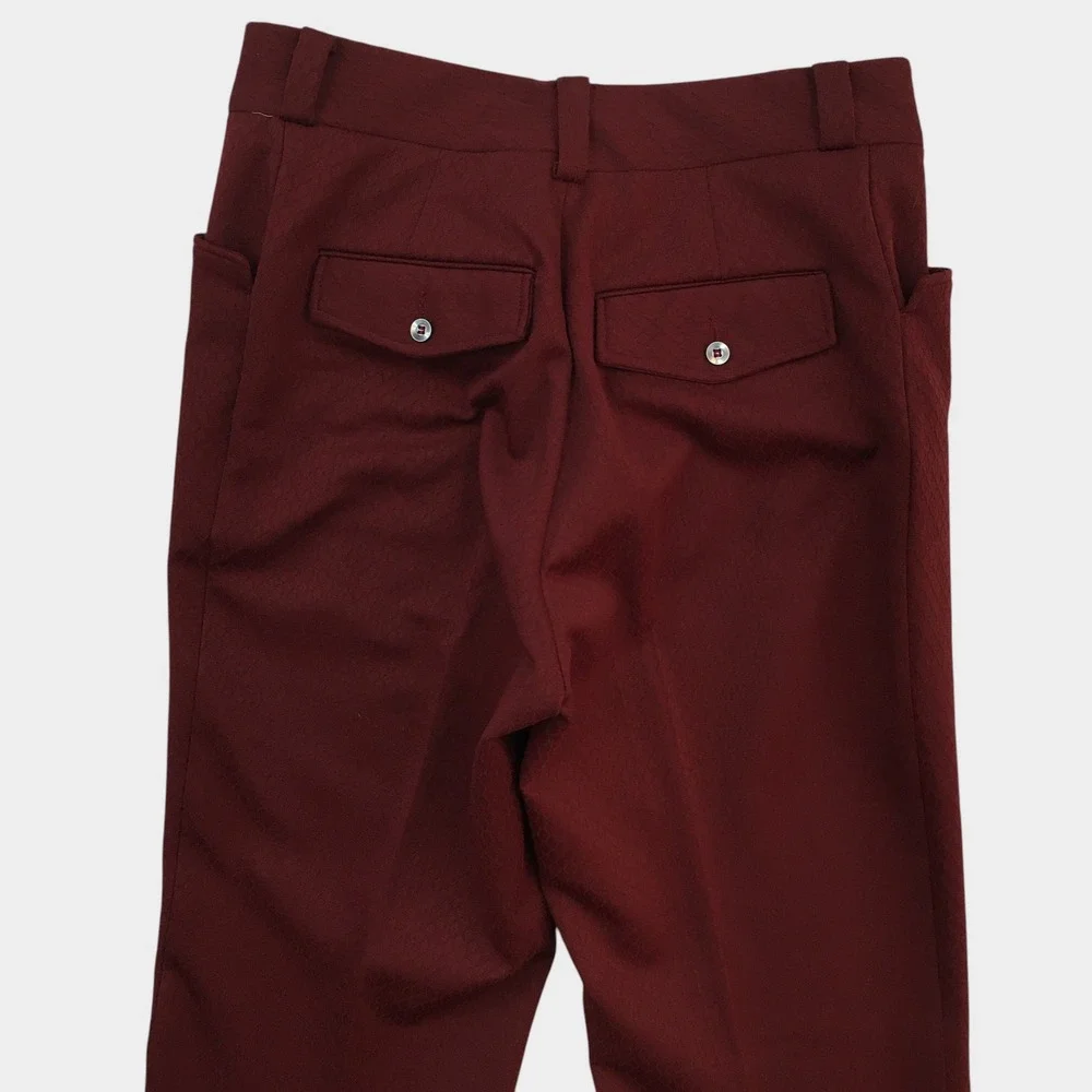 Spyder Mark Mens Vintage Burgundy Textured Flare Leg Disco Dress Pants Size 30
